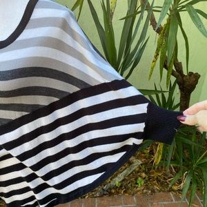 Color blocked striped poncho shirt
